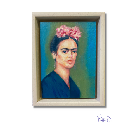 'Frida with pink flowers'